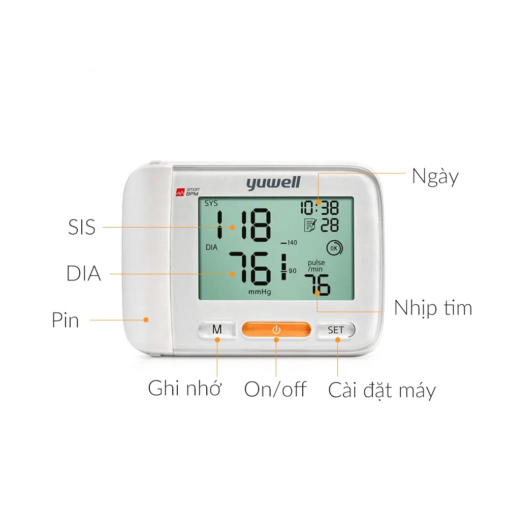 Máy đo huyết áp cổ tay YUWELL YE8600A lưu 60 kết quả đo - Nhập khẩu chính hãng - Bảo hành 5 năm