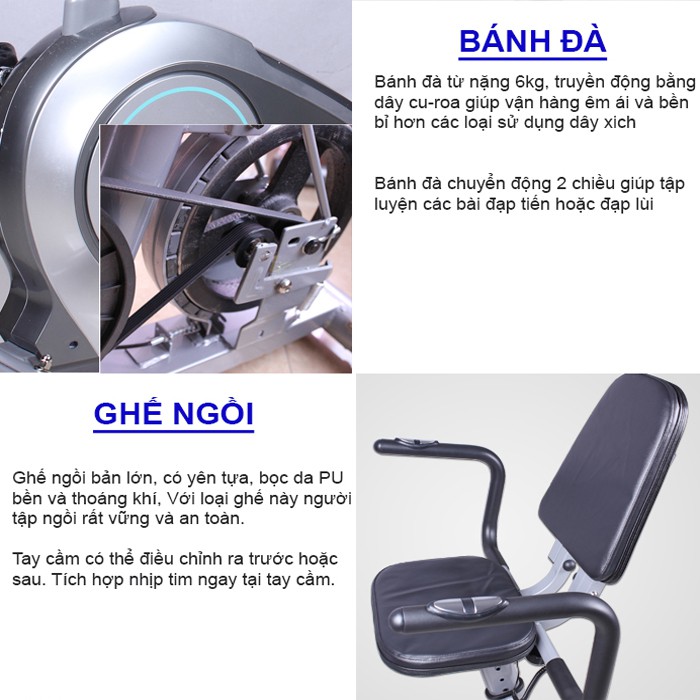[Tặng bàn lăn chân gỗ] XE ĐẠP PHỤC HỒI CHỨC NĂNG BC-51053  Xe đạp tập xương khớp cho người già - người bị tai biến