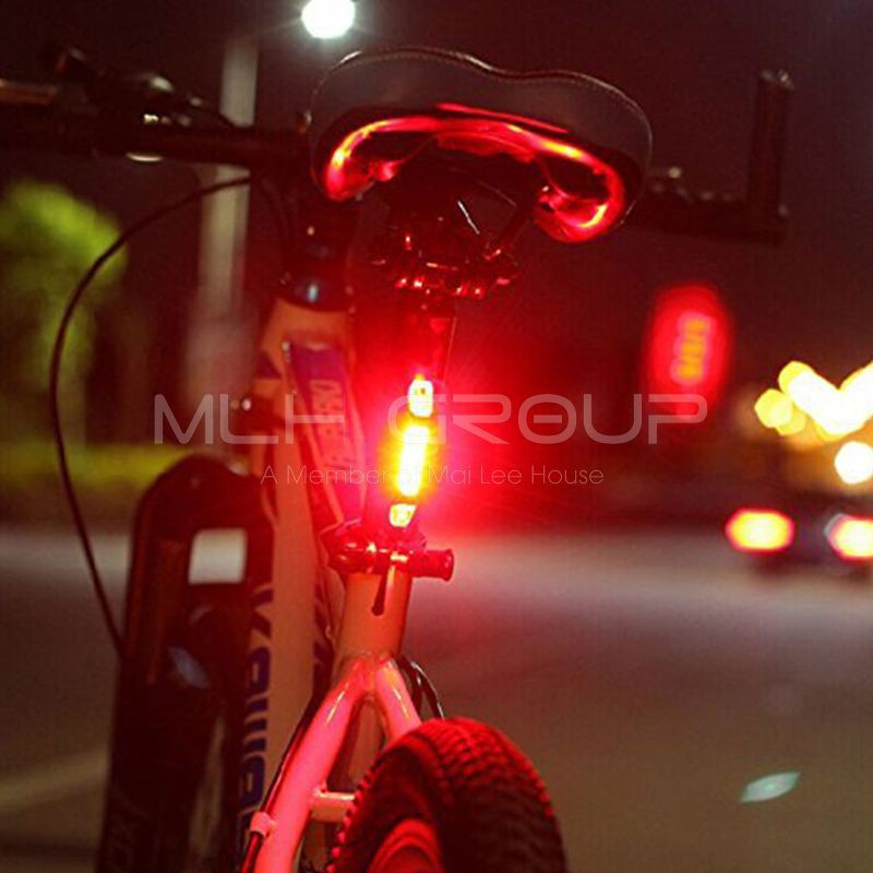 Đèn pha LED xe đạp siêu sáng T6 và đèn hậu LED (màu đỏ) cảnh báo giúp đạp xe an toàn ban đêm nhiều chế độ MLH