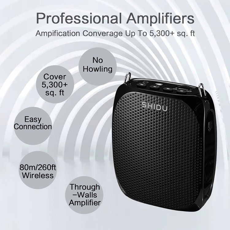 Máy trợ giảng không dây SHIDU SD-S615 tặng micro kẹp áo có dây - Hàng nhập khẩu