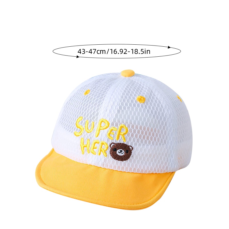 Mũ Lưỡi Trai Phối Lưới Thoáng Khí Thêu Chữ Hoạt Hình Dễ Thương Thời Trang Xuân Hè Cho Bé Trai Và Gái