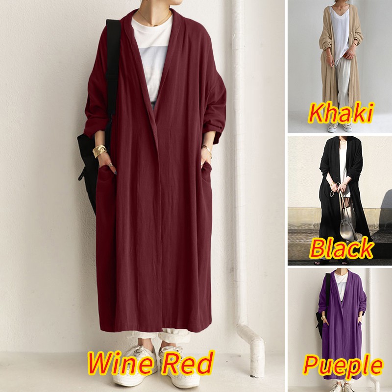Áo Khoác Cardigan Zanzea Màu Trơn Dáng Dài Thời Trang Đơn Giản | BigBuy360 - bigbuy360.vn