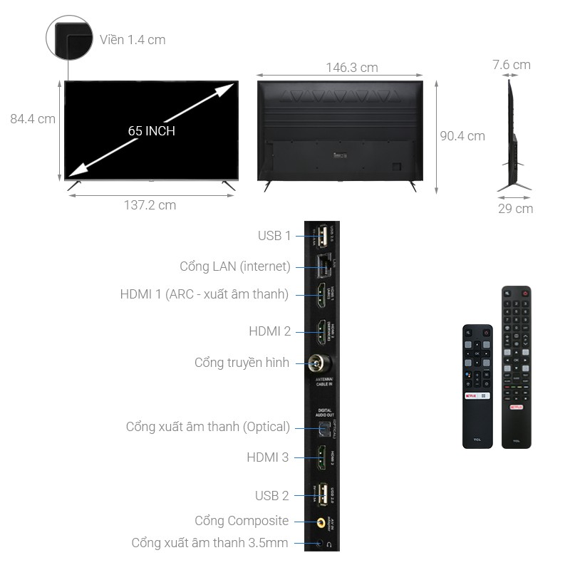 Smart Tivi TCL 4K 55P618 55 inch UHD