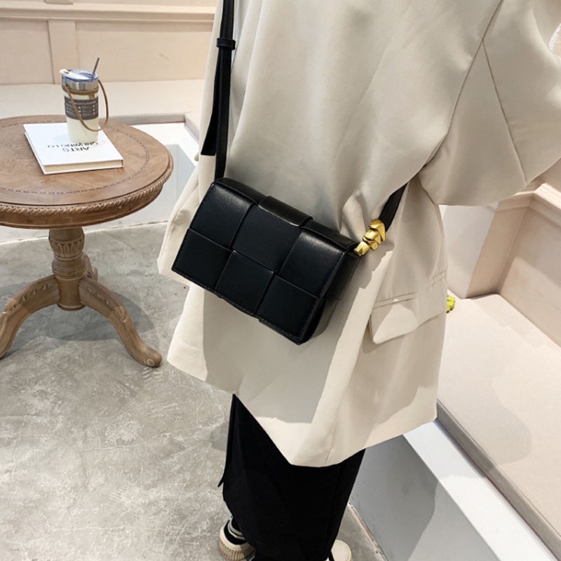 Túi đeo chéo IELGY dáng vuông nhỏ thiết kế dệt thủ công thời trang đơn giản dành cho nữ