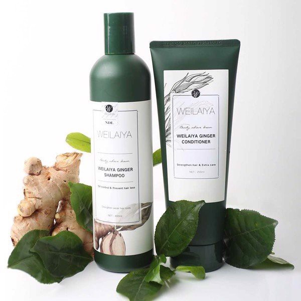 Cặp dầu gội gừng trắng 400ml + dầu xả gừng trắng 250ml kích mọc tóc Weilaiya Ginger