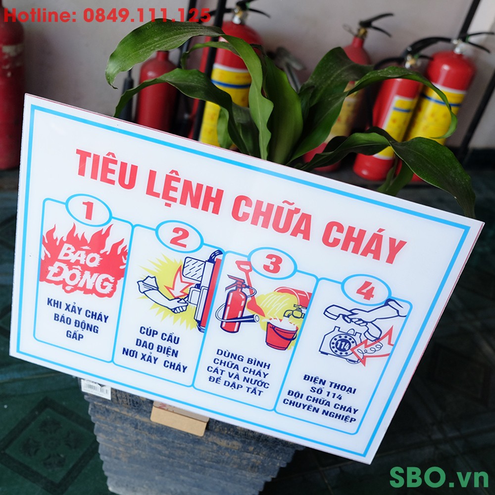 Bảng tiêu lệnh chữa cháy bằng nhựa Mica 30x40cm