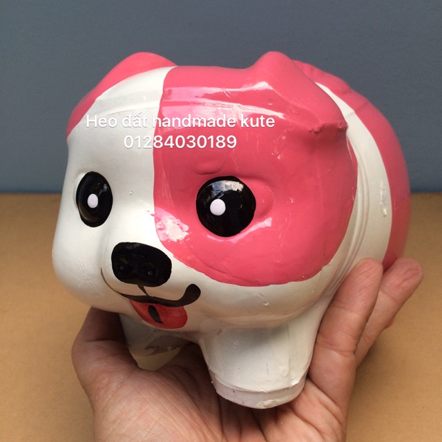 Heo đất handmade chó 1 mắt Hồng size M
