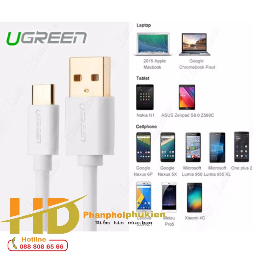 Cáp USB Type C sang USB 2.0 1m Ugreen 30165 chín hãng