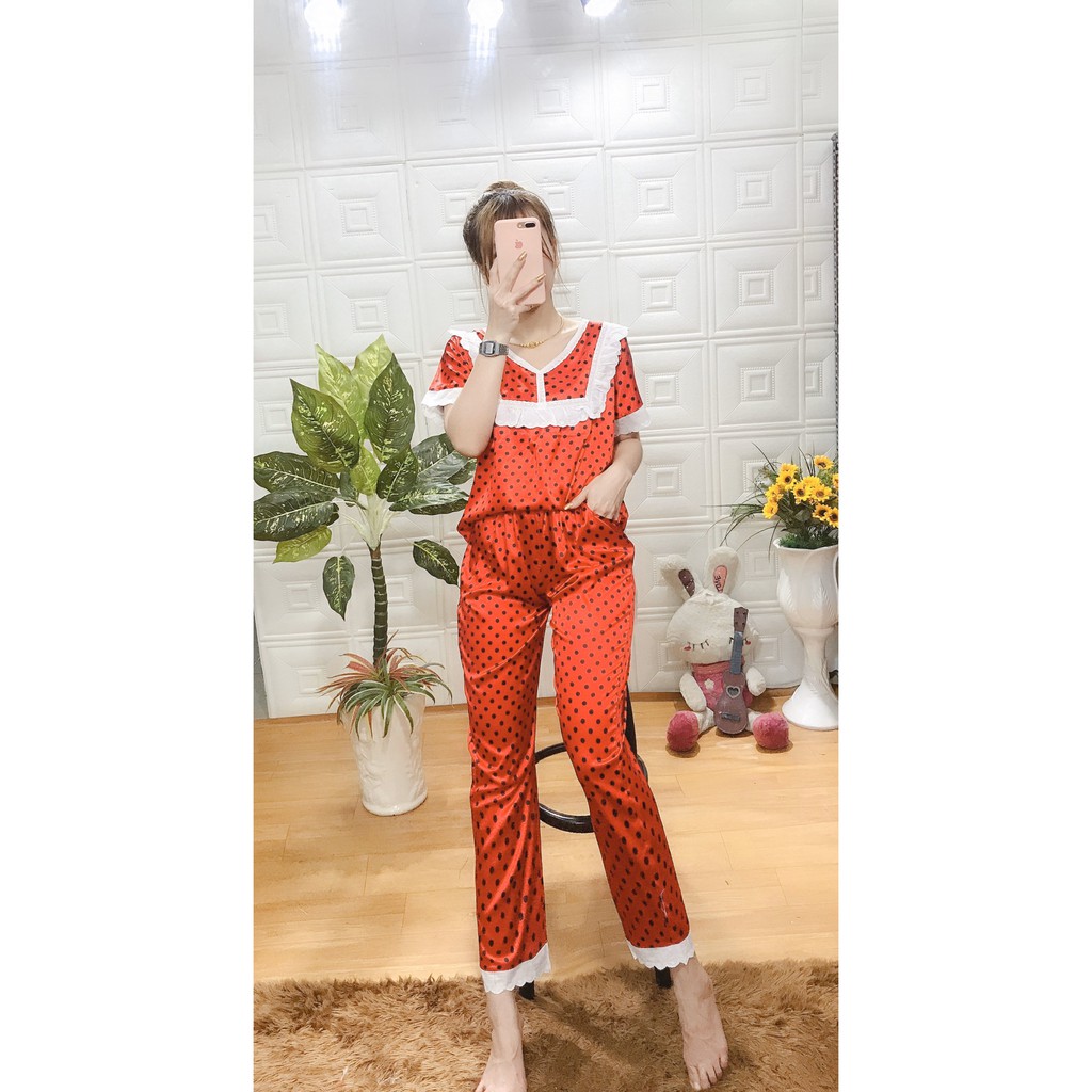 Đồ Pijama Nữ Lụa Ngắn Tay Quảng Châu Cao Cấp Sang Chảnh