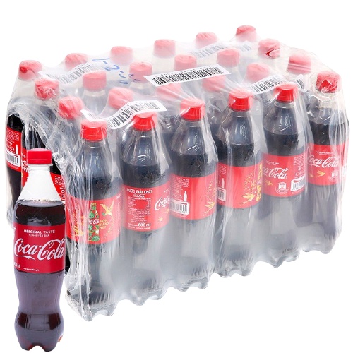 Thùng 24 Nước Ngọt Có Gas Coca Cola Bao Bì Xuân Soft Drink Chai Nhựa PEP 600 ml Date Luôn Mới