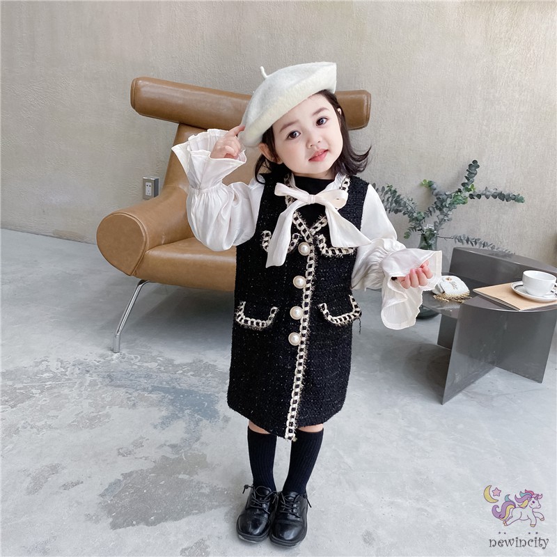 Đầm Công Chúa Thắt Nơ Đáng Yêu Cho Bé Gái Kiểu Hàn Quốc