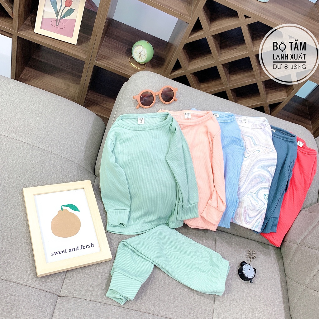 Bộ len tăm dài tay cho bé trai bé gái 8-18kg, vải mềm mịn, co giãn 4 chiều nhiều màu lựa chọn - BO105