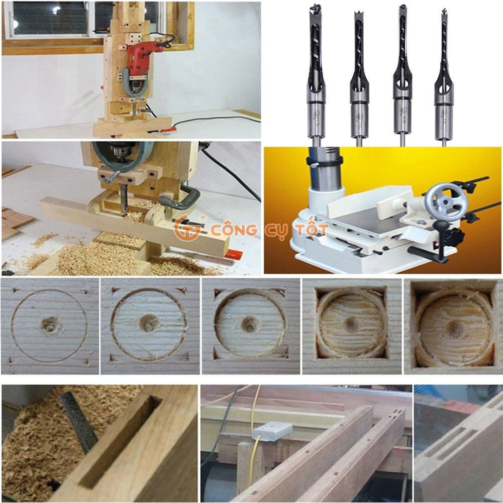 Mũi khoan gỗ lỗ vuông tạo mộng trên gỗ 1/2inch