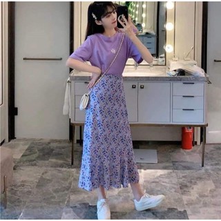 SET CHÂN VÁY TÍM MIX ÁO PULL TÍM