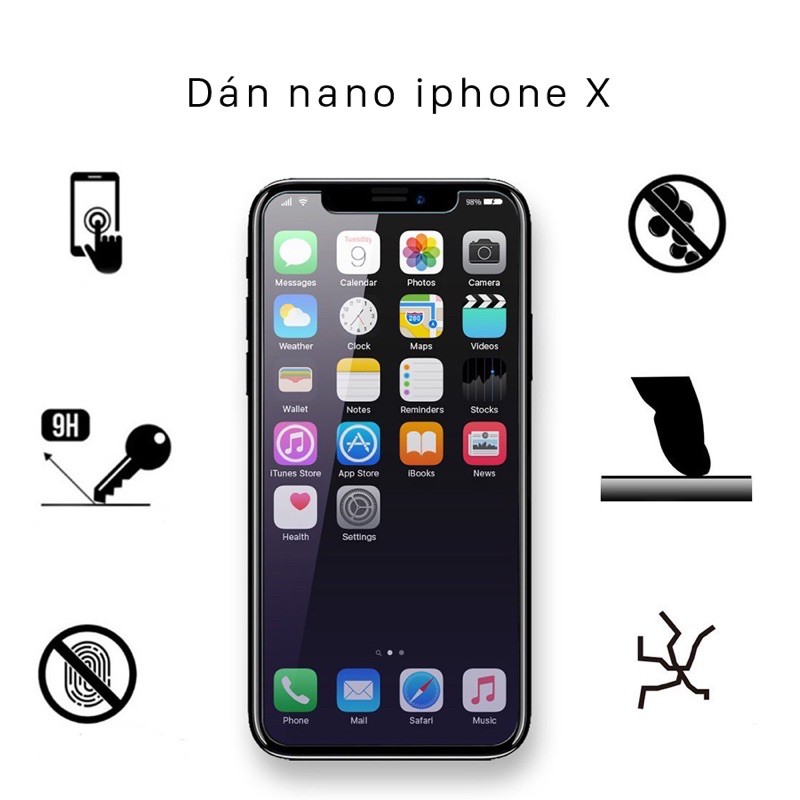 Miếng Dán Cường Lực Không Vỡ Dẻo Mõng Nano iPhone 12 Pro Max, 12 Mini, 11, Xs/X, Xr, 7/8 Plus, 6/6s, SE 2020