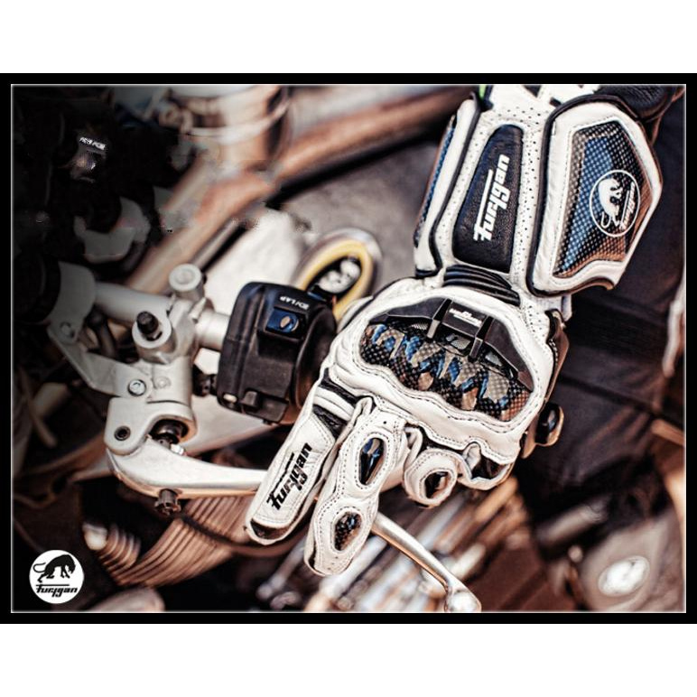 Găng Tay Lái Xe Bằng Da Phối Sợi Carbon Chống Rơi Tiện Dụng Cho Jaguar Furygan AFS10