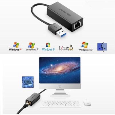 Cáp chuyển USB to LAN 10/100Mbps chính hãng Ugreen UG-20254