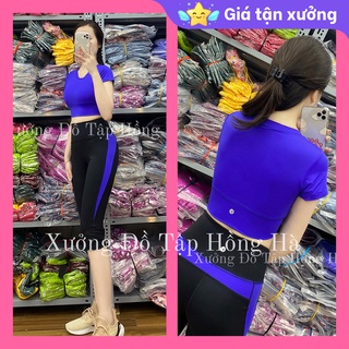 ✅ Ảnh Thật 100% - Mặc Là Mê ✅Bộ tập GYM nữ đa năng - Yoga nữ - Set tập lửng cộc tay xanh tím
