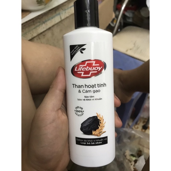 Sữa tắm Lifebuoy, Sữa tăm mụn lưng, Trà Phúc Muối Lộc, Than hoạt tính và Bạc hà 200gr [HÀNG KHUYẾN MÃI]