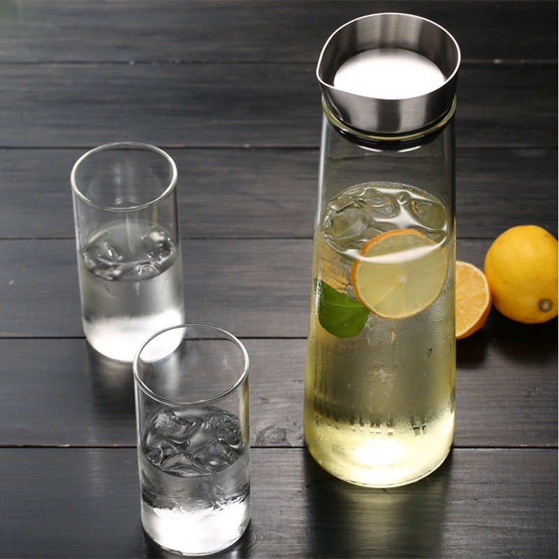 Bình nước thủy tinh, Bình detox dáng cao dung tích 1.4L thủy tinh cao cấp chịu nhiệt, Hàng xuất Âu