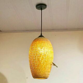 Chao đèn mây tre thả trần 25*37cm