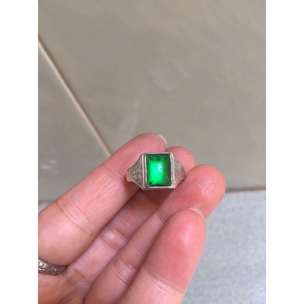 Nhẫn bạc kiểu mặt thủy tinh mờ si tuyển Nhật