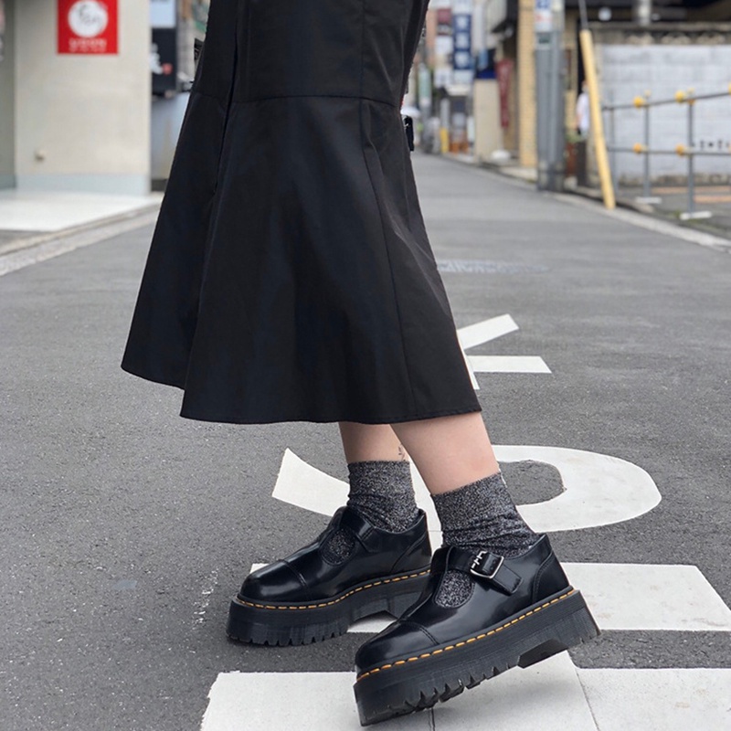 Giày bốt da Martin dày ngón chân 3.5cm dày gót 4.5cm sợi da cho nữ