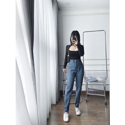 QJN39 - QUẦN JEAN XANH BOY TRƠN MÀI CHO NỮ