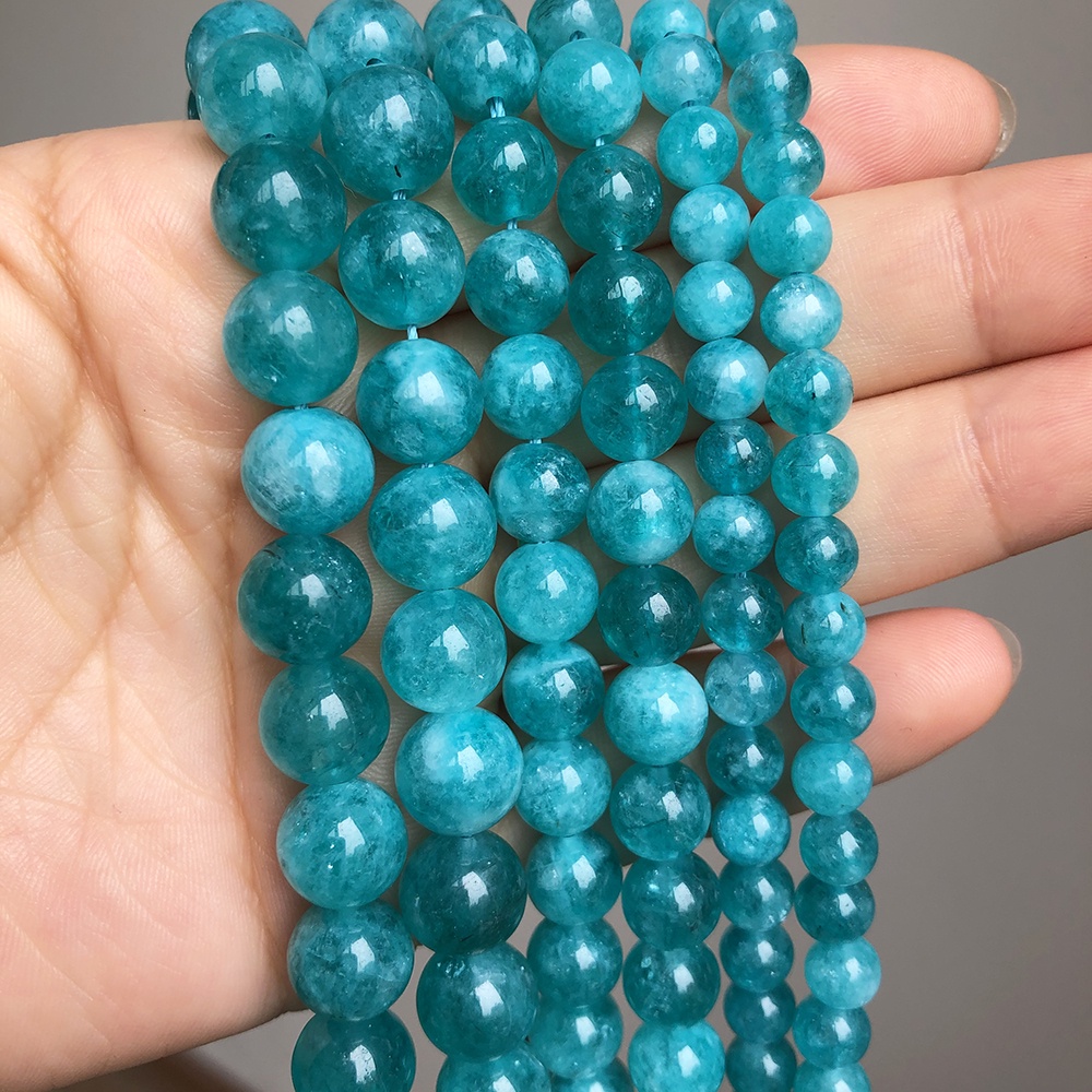 DIY Imitation Blue Amazonite Loose Beads For Making Bracelet 15"