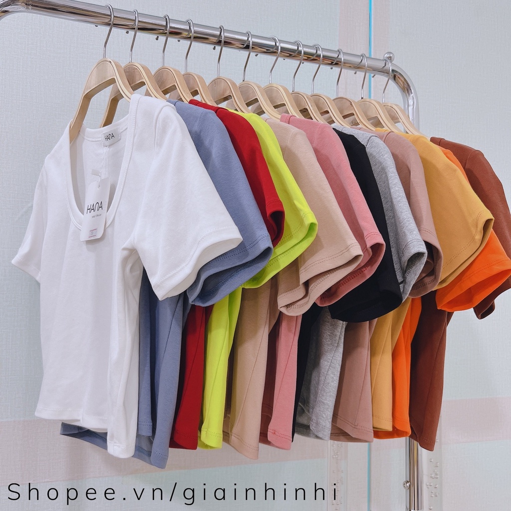 Áo phông Croptop ngắn tay dáng ôm, Áo thun dáng ngắn form ôm XX755 - NhiNhi Shop