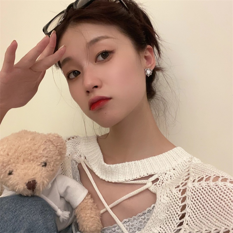 Khuyên Tai Hình Trái Tim Đính Kim Cương Lấp Lánh Cao Cấp Độc Đáo Qingdao