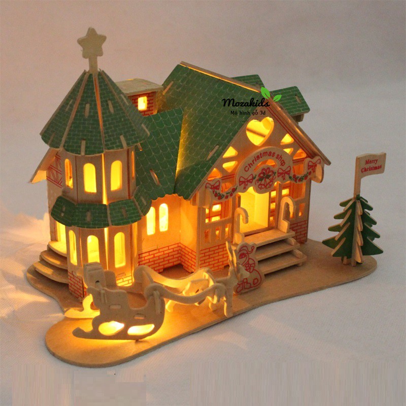 Đồ chơi lắp ráp gỗ 3D Mô hình Cửa hàng Giáng Sinh