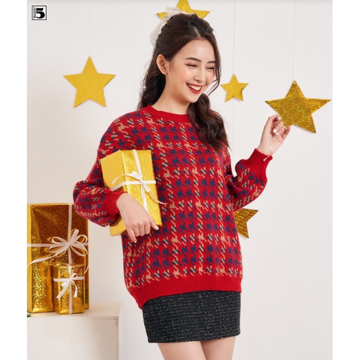 Áo len nữ sợi dệt, chất mềm, cổ tròn, họa tiết thổ cẩm Twentyfive 3545 | BigBuy360 - bigbuy360.vn