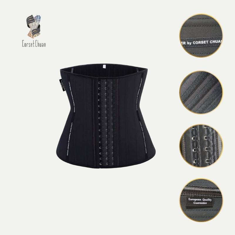 Đai nịt bụng giảm mỡ định hình eo latex Corset Chuẩn truyền thống 25 xương màu đen