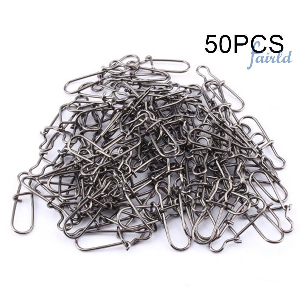 50pcs Fast Clip Lock Snap Swivel Solid Rings Safety Snaps Fishing Hook Connector