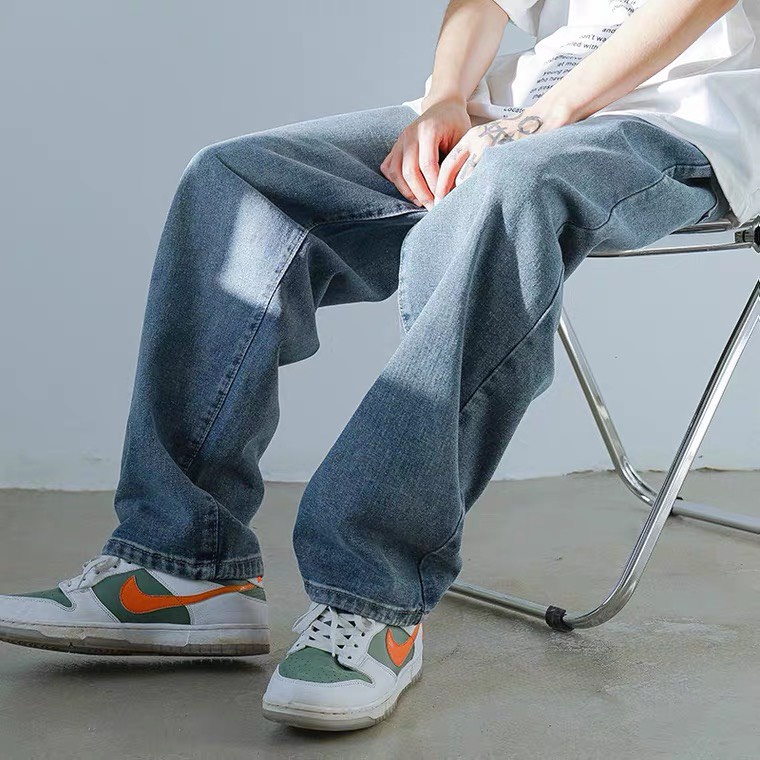 Quần baggy jean nam, nữ ống suông rộng , quan baggy nam phong cách Hàn Quốc  chất rin dày dăn hot trend 2022