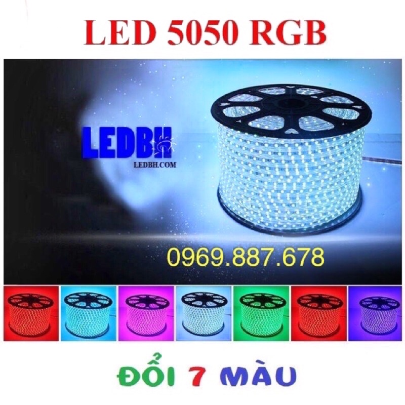 Dây đèn led trang trí ngoài trời, đèn led dây đổi màu 220v