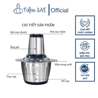 Máy xay thịt cối inox dung tích 2l, máy say thực phẩm đa năng cao cấp