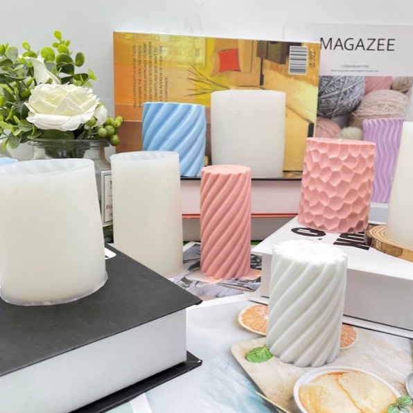 Khuôn Silicon Hình Trụ Vân Xoắn Làm Nến Thơm Handmade