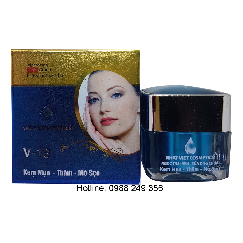 KEM MỤN THÂM MỜ SẸO NGỌC TRAI ĐEN - SỮA ONG CHÚA V13 NHẬT VIỆT COSMETICS 20G