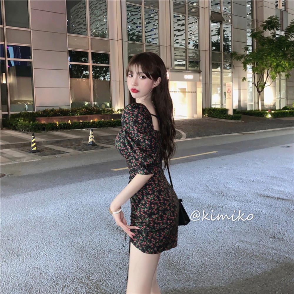 Váy nữ , đầm tay phồng cổ vuông hoạ tiết hoa xinh xắn thời trang mùa hè ATILA SHOP | BigBuy360 - bigbuy360.vn