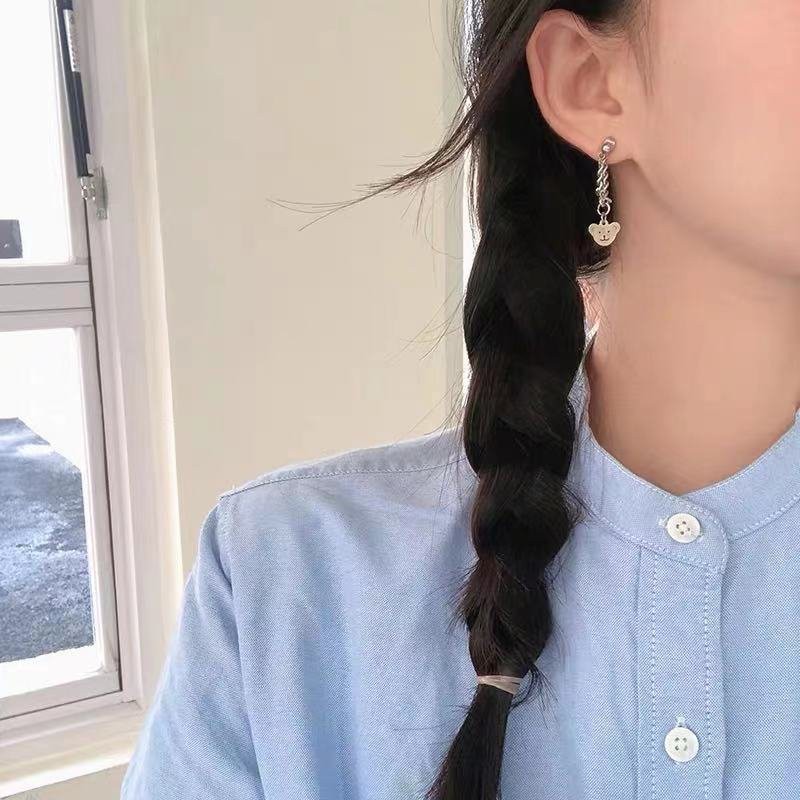 1 chiếc - Bông tai gấu titan thép không rỉ