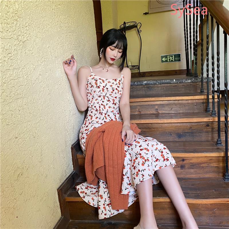 Đầm hai dây hoạ tiết hoa thời trang mùa hè thanh lịch