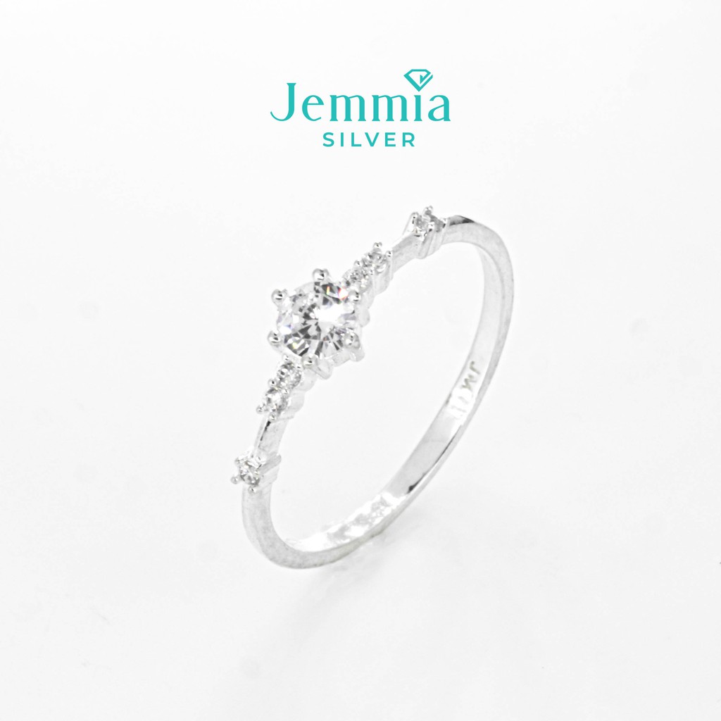 Nhẫn bạc nữ Jemmia thân trơn đính đá - JM1102