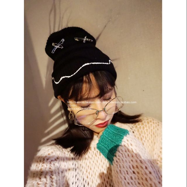 Mũ len nữ Hàn Quốc ghim băng(clip shop quay) M0290