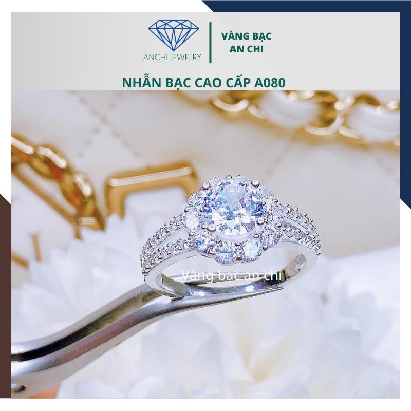 Nhẫn nữ mặt hoa sen đá , chuẩn bạc ý 925 cao cấp bóng đẹp - Anchi Jewelry