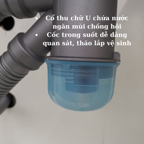 Xiphong bồn rửa bát 2 hố CHỐNG RÒ RỈ Thoát Nước Nhanh Ngăn mùi hôi 2 cốc 11cm