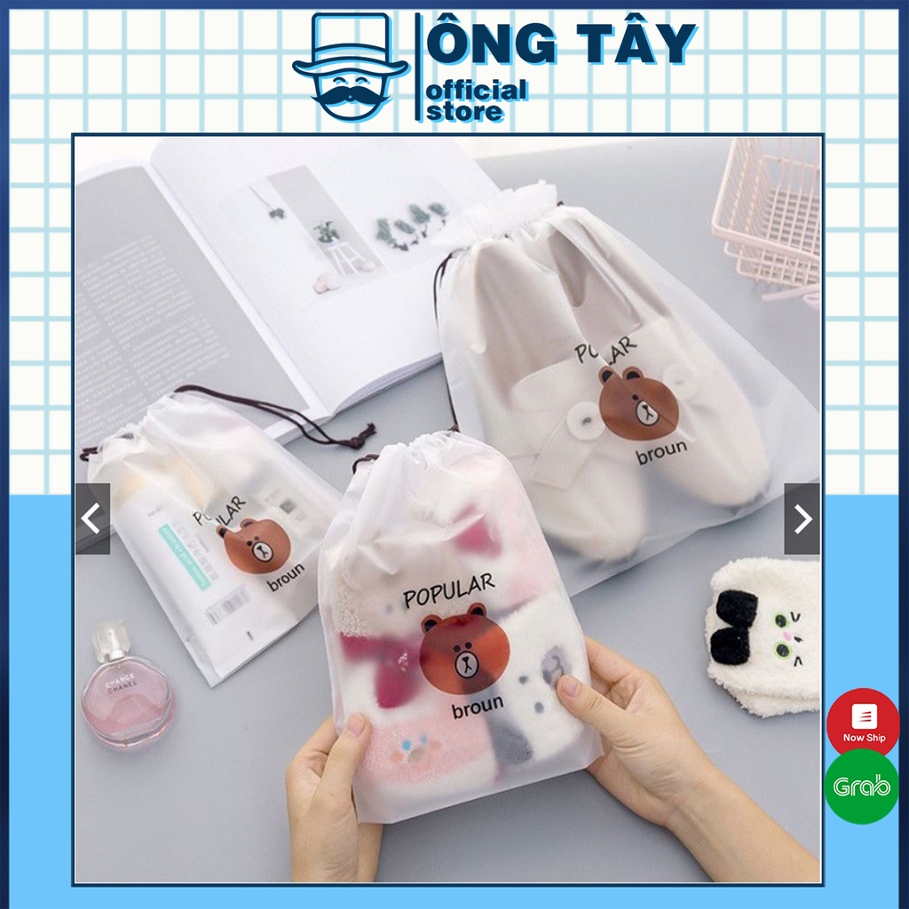 Túi đựng đồ chống thấm dây rút hình gấu nâu