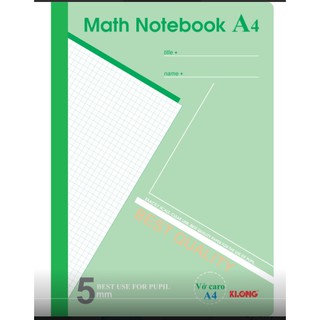 KLONG Sổ Caro 5X5 A4 Math Notebook - 200 trang; MS 298