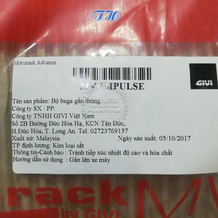 Baga sau givi cho xe IMPULSE dùng gắn thùng sau hoặc chở đồ - hàng chính hãng